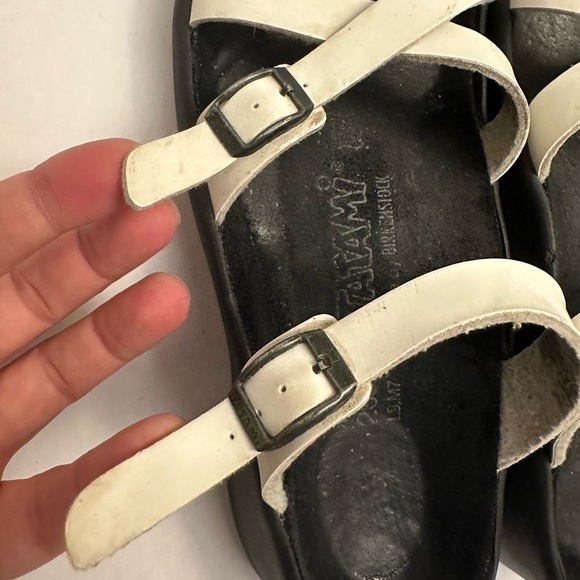 Birkenstock Tatami White Leather Sandals Straps Slides US 9 - Picture 3 of 12